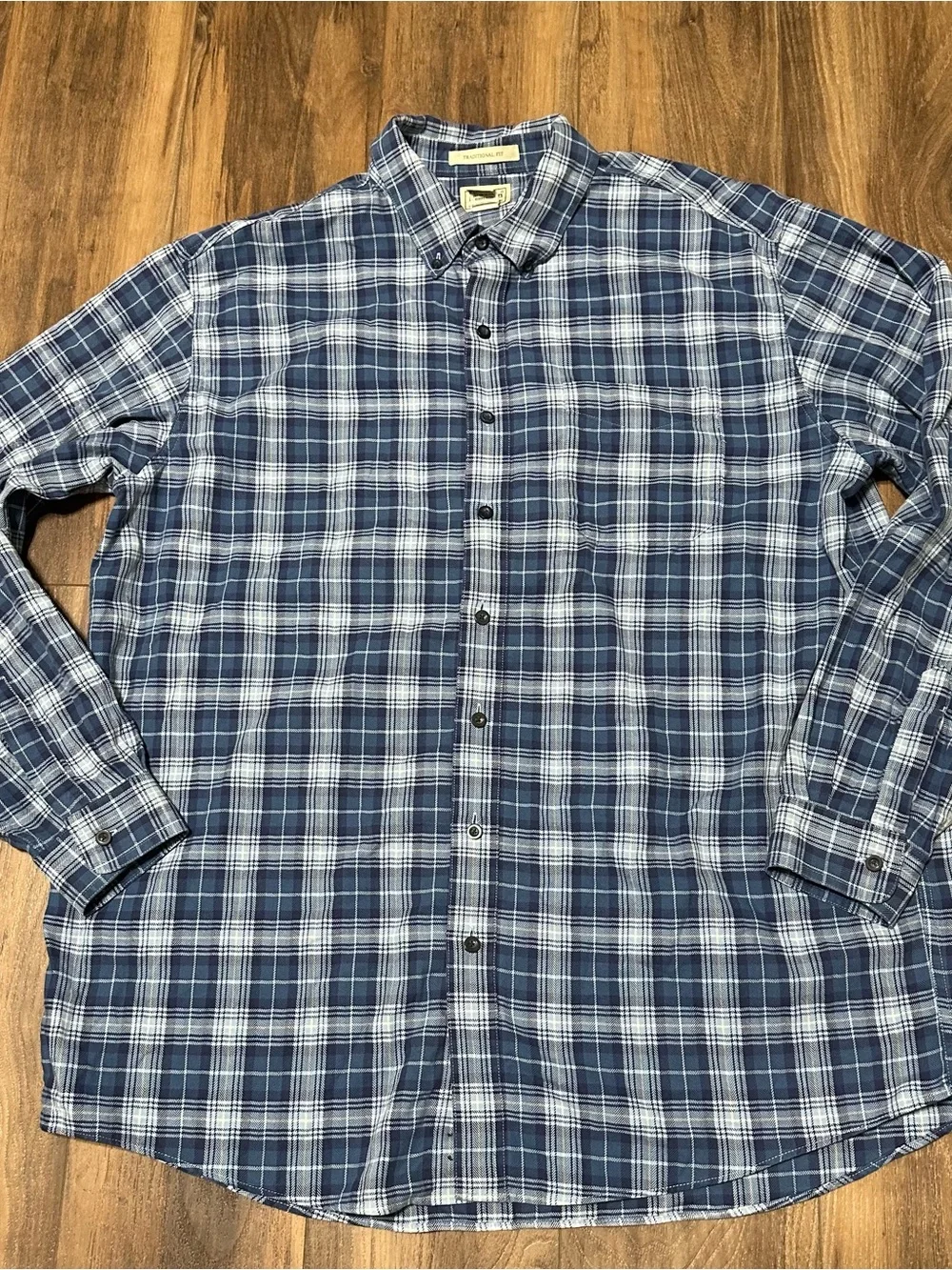 L.L. Bean Plaid Flannel Shirt Traditional Fit Blue Mens Size XL Tall Cotton XLT